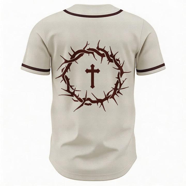 Christianartworkshop Glaube statt Angst Deuteronomium 3:22 Dornenkrone Kreuz Statement Baseballtrikot - image 16