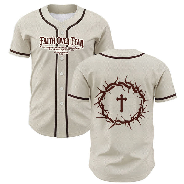 Christianartworkshop Glaube statt Angst Deuteronomium 3:22 Dornenkrone Kreuz Statement Baseballtrikot - Aprikose - 5XL - image 14