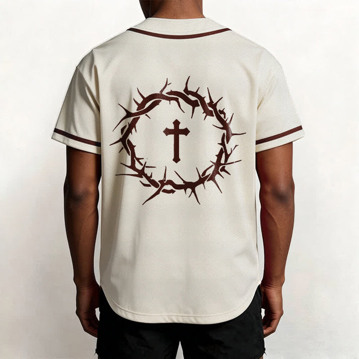 Christianartworkshop Glaube statt Angst Deuteronomium 3:22 Dornenkrone Kreuz Statement Baseballtrikot - image 20
