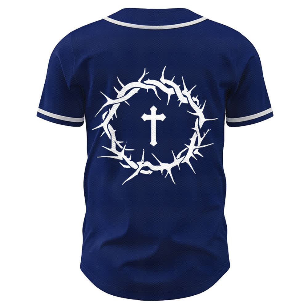 Christianartworkshop Glaube statt Angst Deuteronomium 3:22 Dornenkrone Kreuz Statement Baseballtrikot - image 23