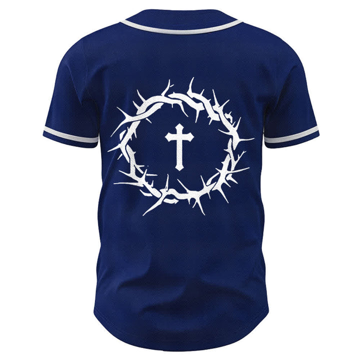 Christianartworkshop Glaube statt Angst Deuteronomium 3:22 Dornenkrone Kreuz Statement Baseballtrikot - image 23