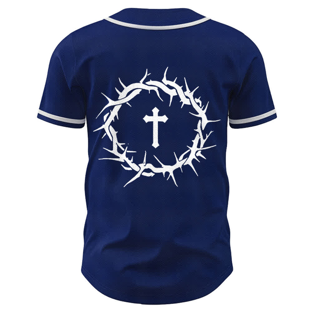 Christianartworkshop Glaube statt Angst Deuteronomium 3:22 Dornenkrone Kreuz Statement Baseballtrikot - image 23