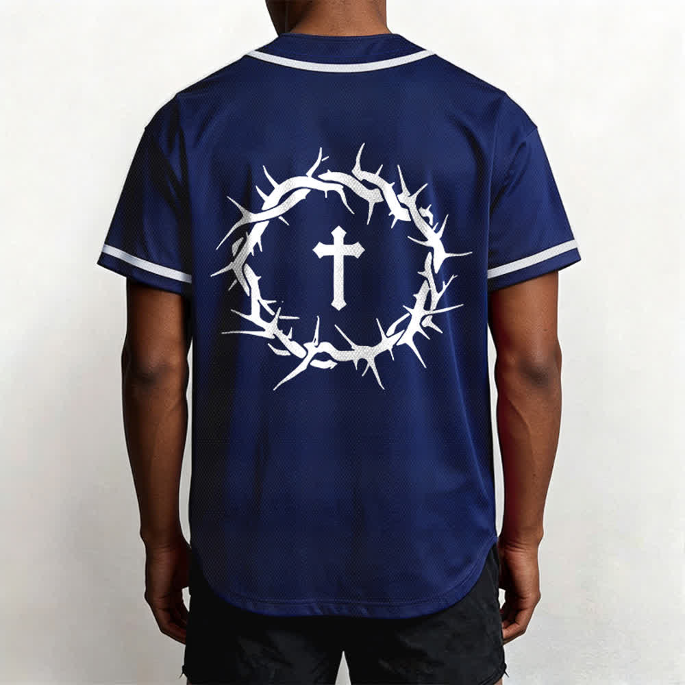 Christianartworkshop Glaube statt Angst Deuteronomium 3:22 Dornenkrone Kreuz Statement Baseballtrikot - image 27