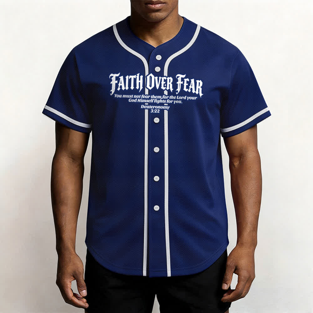 Christianartworkshop Glaube statt Angst Deuteronomium 3:22 Dornenkrone Kreuz Statement Baseballtrikot - image 26