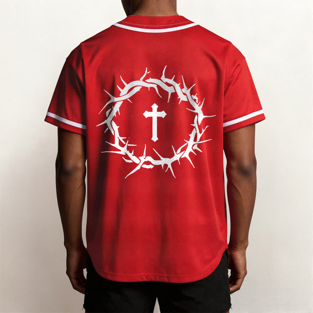 Christianartworkshop Glaube statt Angst Deuteronomium 3:22 Dornenkrone Kreuz Statement Baseballtrikot - image 34