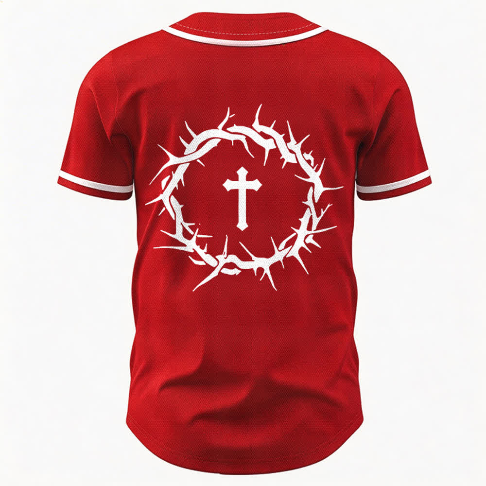 Christianartworkshop Glaube statt Angst Deuteronomium 3:22 Dornenkrone Kreuz Statement Baseballtrikot - image 30