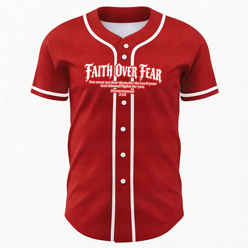 Christianartworkshop Glaube statt Angst Deuteronomium 3:22 Dornenkrone Kreuz Statement Baseballtrikot - image 29