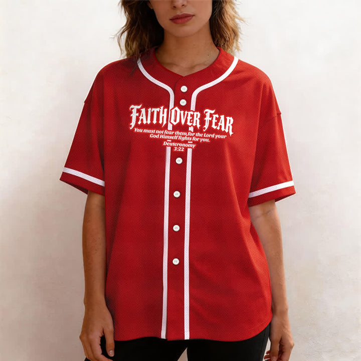 Christianartworkshop Glaube statt Angst Deuteronomium 3:22 Dornenkrone Kreuz Statement Baseballtrikot - image 31