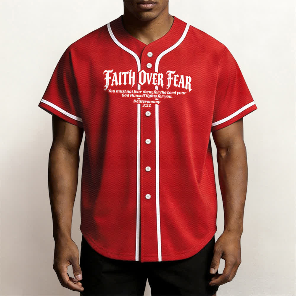 Christianartworkshop Glaube statt Angst Deuteronomium 3:22 Dornenkrone Kreuz Statement Baseballtrikot - image 33