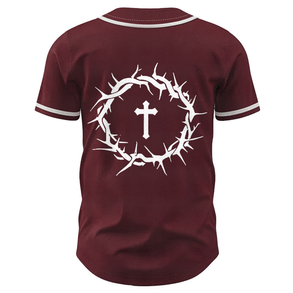 Christianartworkshop Glaube statt Angst Deuteronomium 3:22 Dornenkrone Kreuz Statement Baseballtrikot - image 37