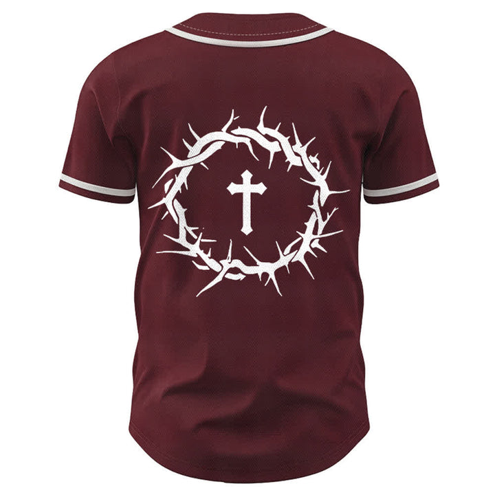 Christianartworkshop Glaube statt Angst Deuteronomium 3:22 Dornenkrone Kreuz Statement Baseballtrikot - image 37