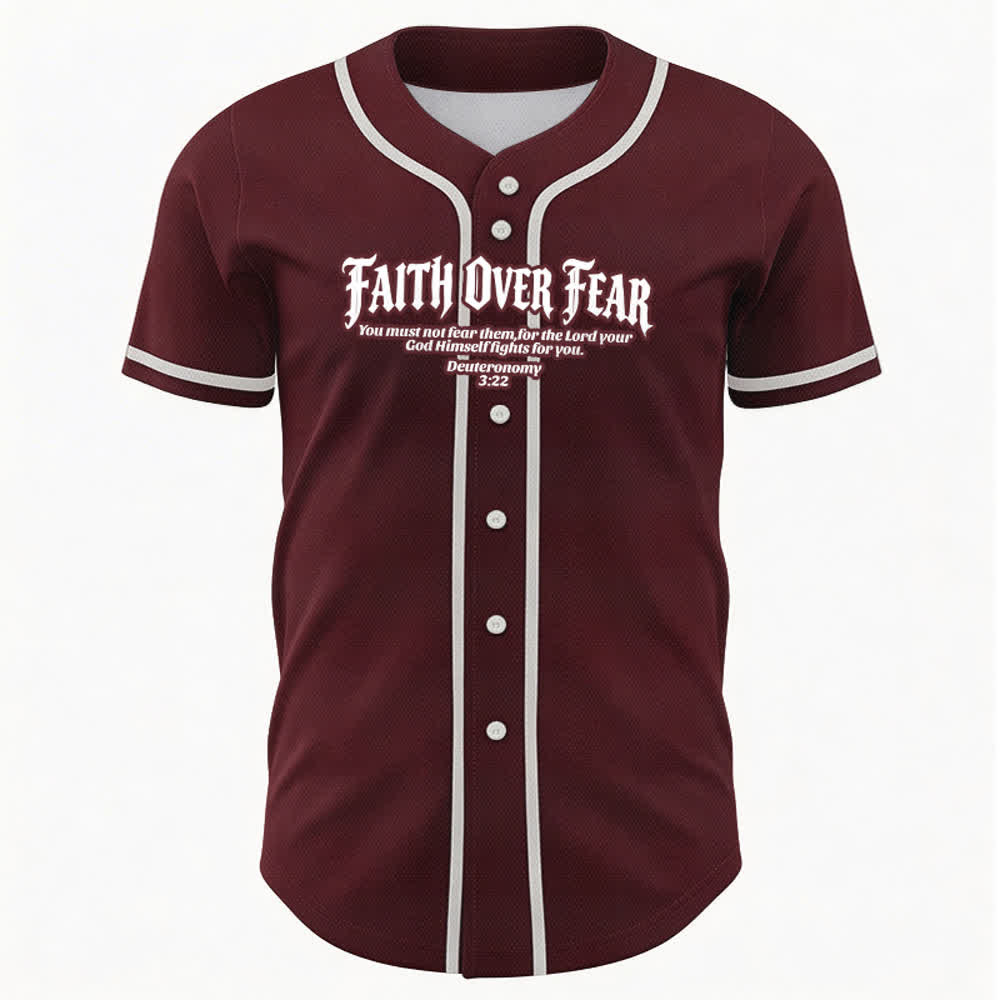 Christianartworkshop Glaube statt Angst Deuteronomium 3:22 Dornenkrone Kreuz Statement Baseballtrikot - image 36