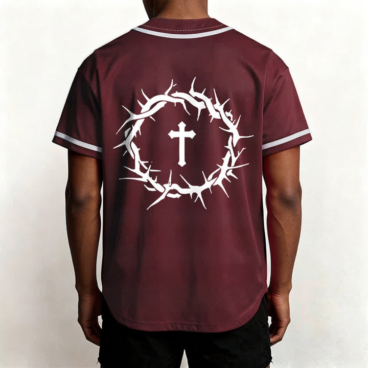 Christianartworkshop Glaube statt Angst Deuteronomium 3:22 Dornenkrone Kreuz Statement Baseballtrikot - image 41