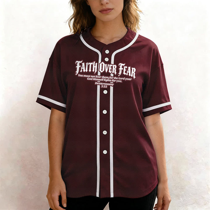 Christianartworkshop Glaube statt Angst Deuteronomium 3:22 Dornenkrone Kreuz Statement Baseballtrikot - image 38