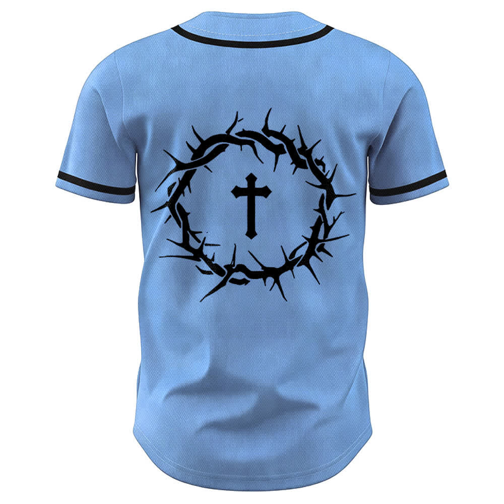 Christianartworkshop Glaube statt Angst Deuteronomium 3:22 Dornenkrone Kreuz Statement Baseballtrikot - image 44