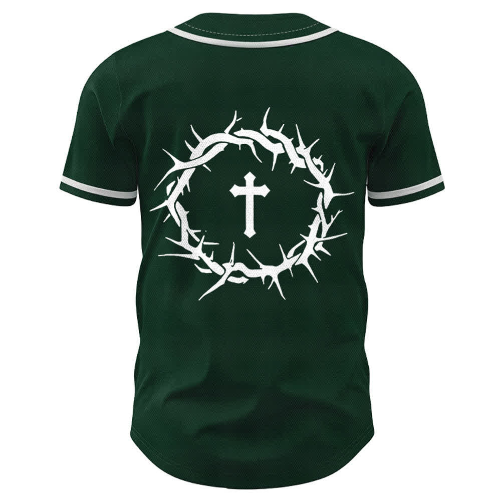 Christianartworkshop Glaube statt Angst Deuteronomium 3:22 Dornenkrone Kreuz Statement Baseballtrikot - image 51