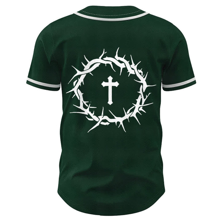 Christianartworkshop Glaube statt Angst Deuteronomium 3:22 Dornenkrone Kreuz Statement Baseballtrikot - image 51