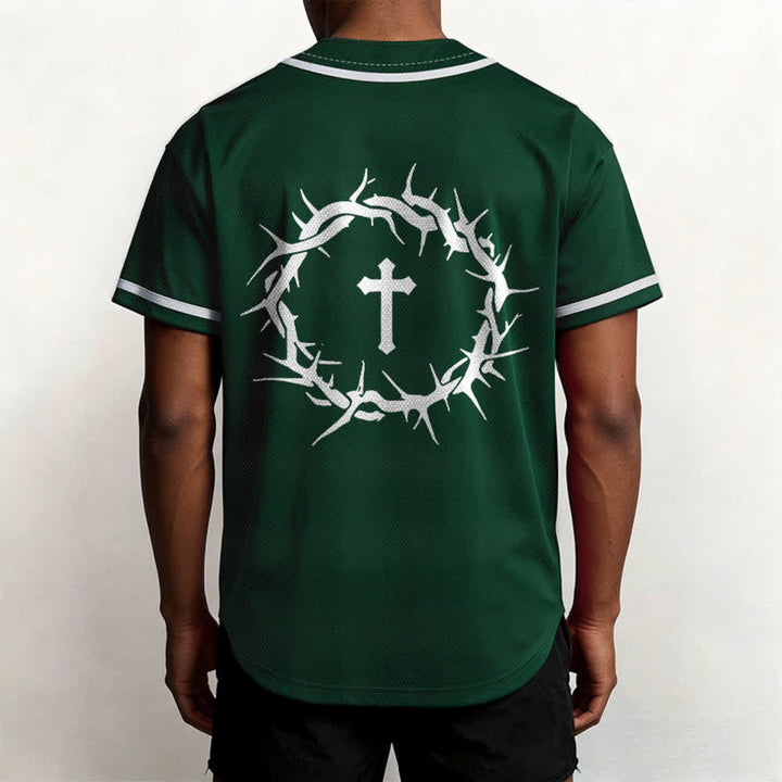Christianartworkshop Glaube statt Angst Deuteronomium 3:22 Dornenkrone Kreuz Statement Baseballtrikot - image 55