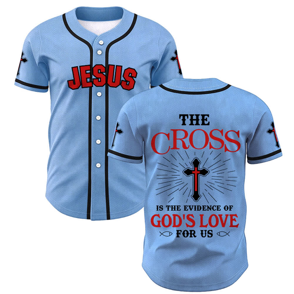Christianartworkshop Das Kreuz ist der Beweis für Gottes Liebe Unisex-Baseballtrikot - Blau - 5XL - image 35