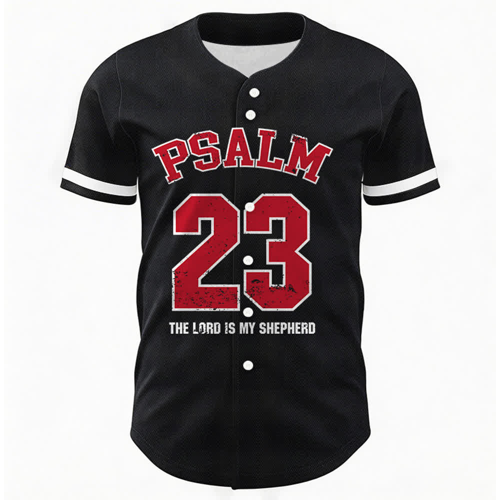Christianartworkshop Psalm 23 Glaubens-Baseballtrikot: Der Herr ist mein Hirte Andachts-Sportshirt - image 1