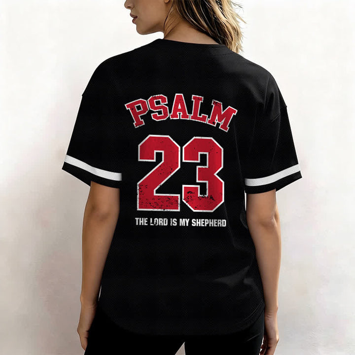 Christianartworkshop Psalm 23 Glaubens-Baseballtrikot: Der Herr ist mein Hirte Andachts-Sportshirt - image 3