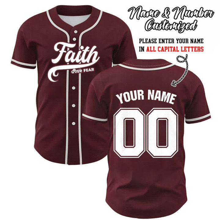Christianartworkshop Glaube statt Angst Benutzerdefiniertes Unisex-Baseballtrikot mit Namen und Nummer - Wein - 5XL - Name & Nummer angepasst - image 32