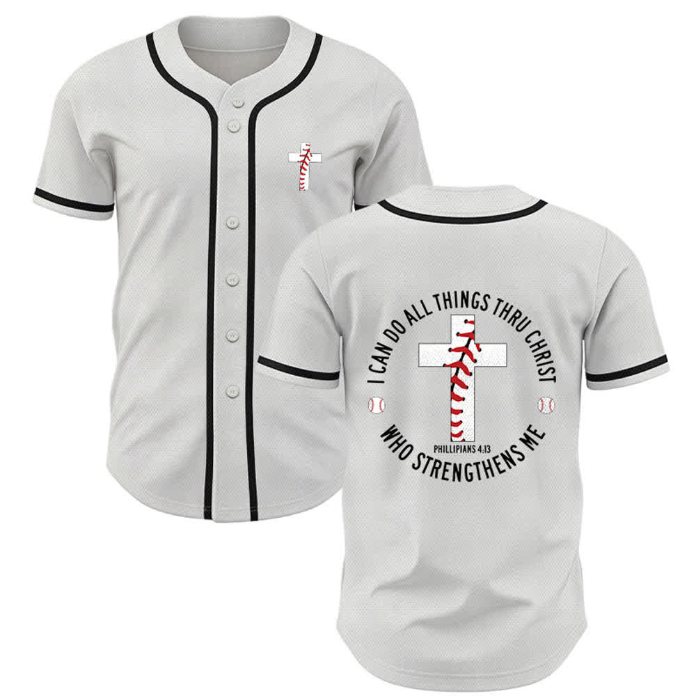 Christianartworkshop Philipper 4:13 Ich kann alles tun Unisex Baseballtrikot - Weiß - 5XL - image 7