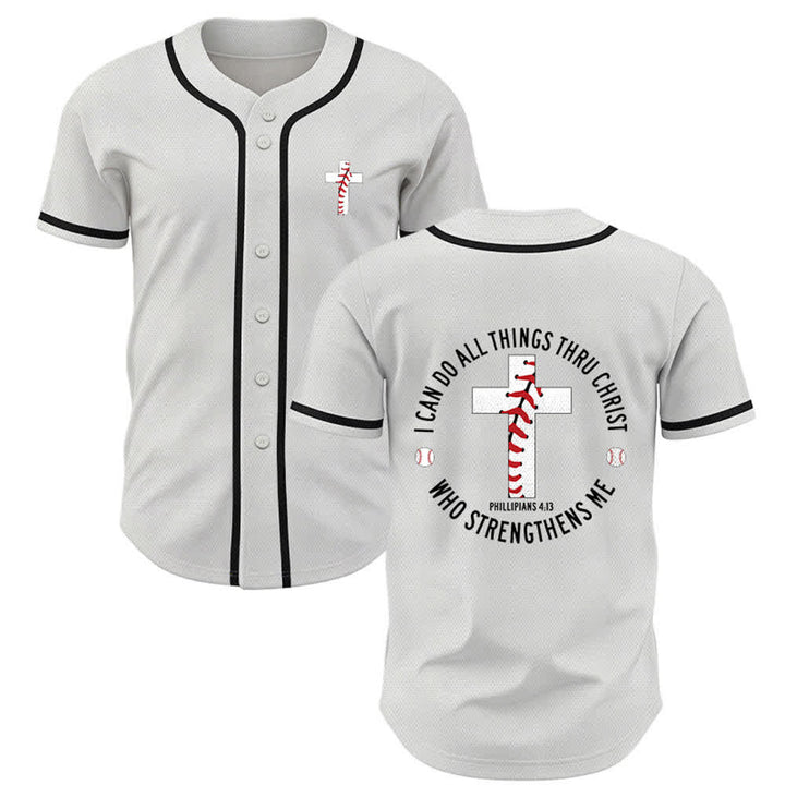 Christianartworkshop Philipper 4:13 Ich kann alles tun Unisex Baseballtrikot - Weiß - 5XL - image 7