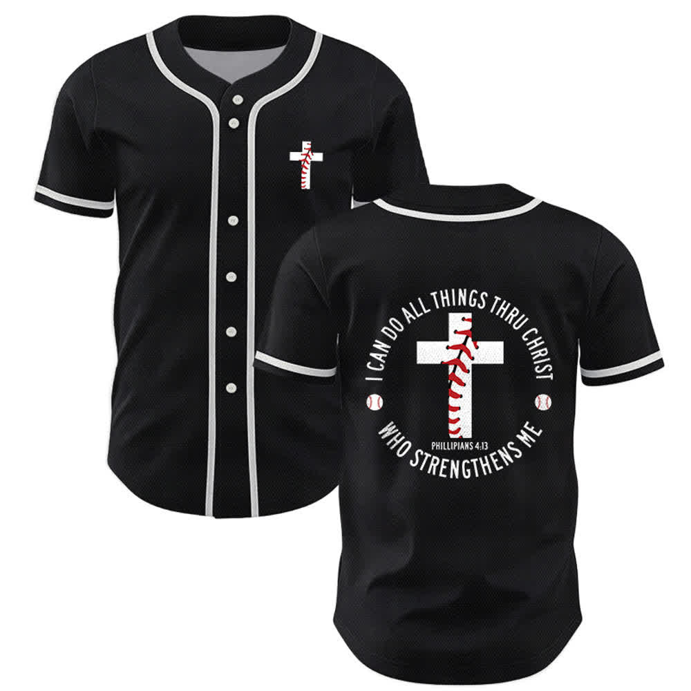 Christianartworkshop Philipper 4:13 Ich kann alles tun Unisex Baseballtrikot - Schwarz - 5XL - image 14