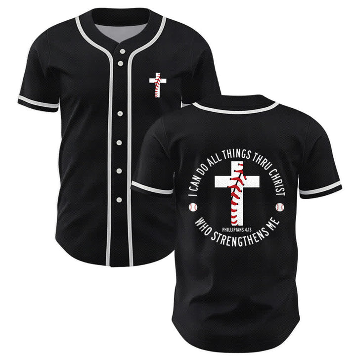 Christianartworkshop Philipper 4:13 Ich kann alles tun Unisex Baseballtrikot - Schwarz - 5XL - image 14