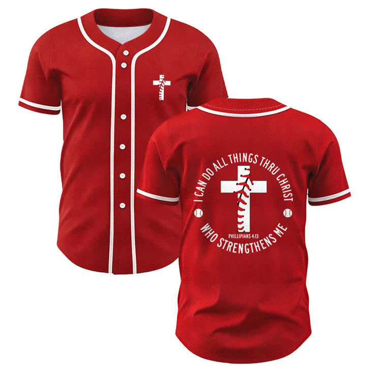 Christianartworkshop Philipper 4:13 Ich kann alles tun Unisex Baseballtrikot - Rot - 5XL - image 21