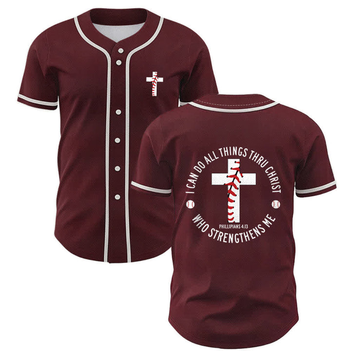 Christianartworkshop Philipper 4:13 Ich kann alles tun Unisex Baseballtrikot - Wein - 5XL - image 28