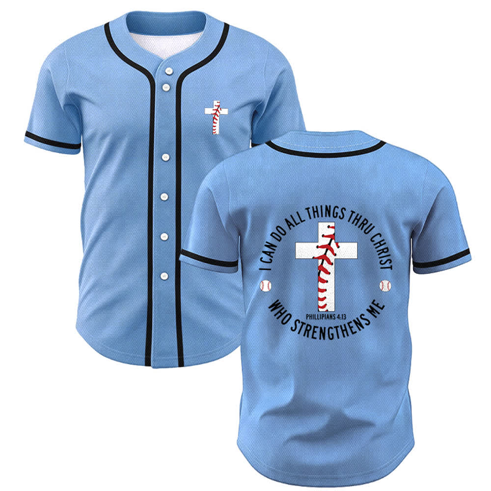 Christianartworkshop Philipper 4:13 Ich kann alles tun Unisex Baseballtrikot - Blau - 5XL - image 35