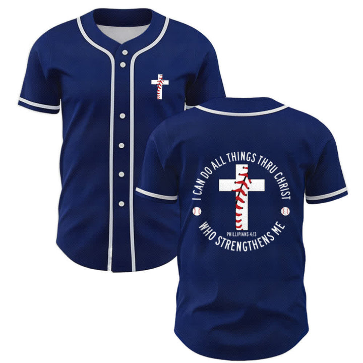Christianartworkshop Philipper 4:13 Ich kann alles tun Unisex Baseballtrikot - Marineblau - 5XL - image 42