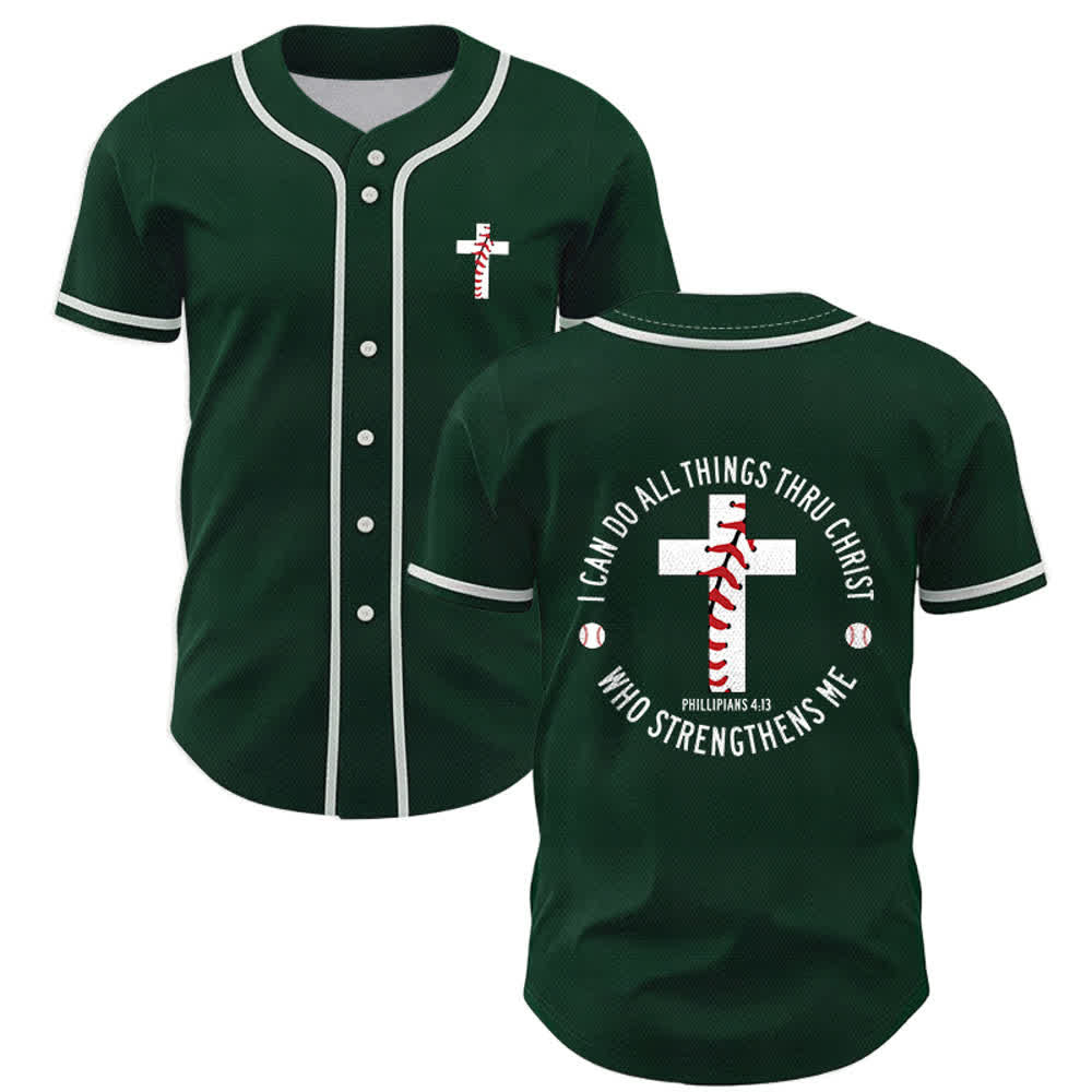 Christianartworkshop Philipper 4:13 Ich kann alles tun Unisex Baseballtrikot - Grün - 5XL - image 49