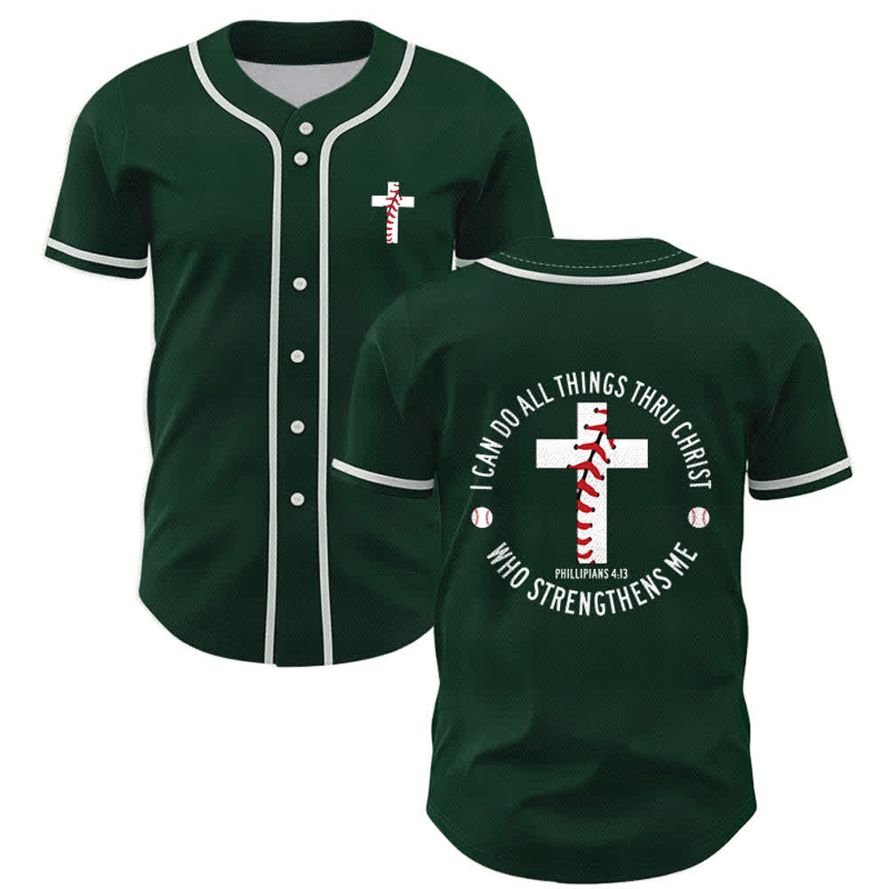 Christianartworkshop Philipper 4:13 Ich kann alles tun Unisex Baseballtrikot - Grün - 5XL - image 49