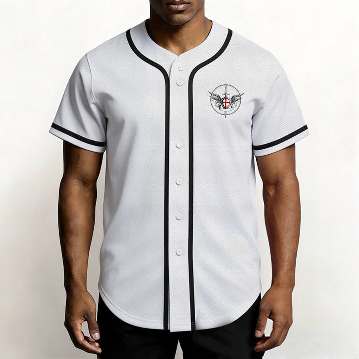 Christianartworkshop St. Michael Archangel Defend Us Unisex Baseball Jersey - image 6