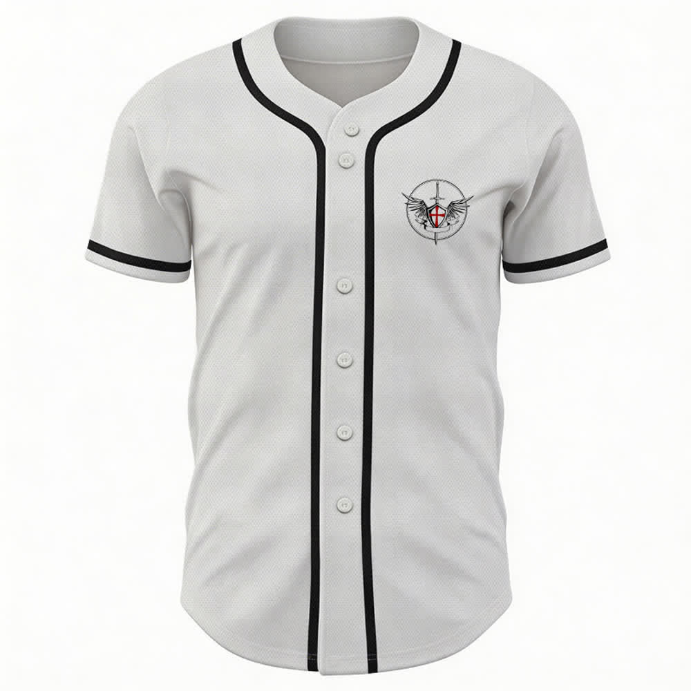 Christianartworkshop St. Michael Archangel Defend Us Unisex Baseball Jersey - image 2