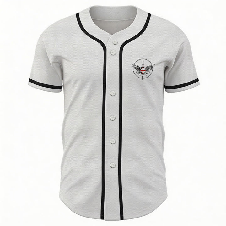 Christianartworkshop St. Michael Archangel Defend Us Unisex Baseball Jersey - image 2
