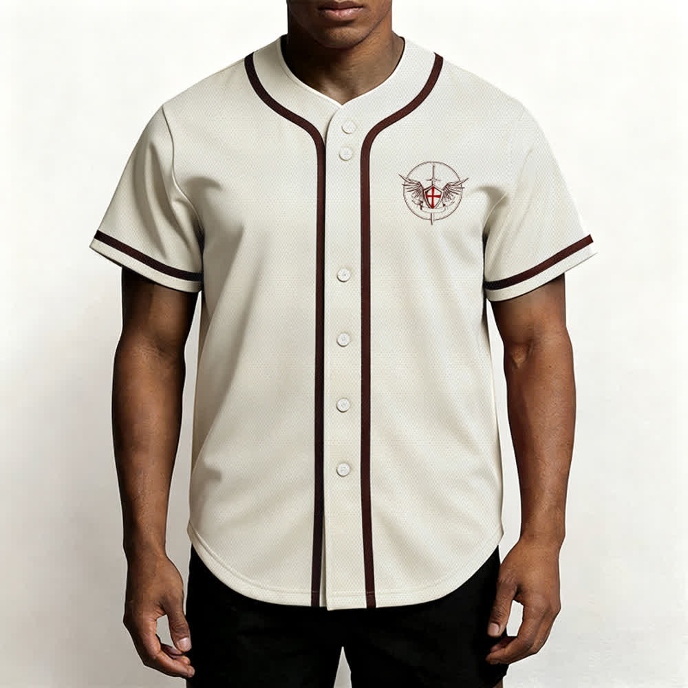 Christianartworkshop St. Michael Archangel Defend Us Unisex Baseball Jersey - image 55