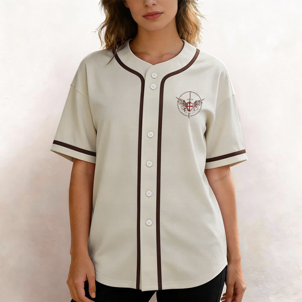 Christianartworkshop St. Michael Archangel Defend Us Unisex Baseball Jersey - image 53