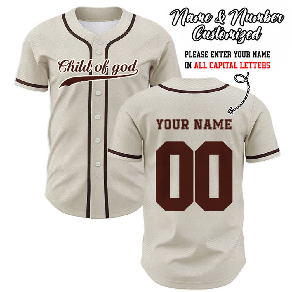 Christianartworkshop Kind Gottes Benutzerdefiniertes Unisex-Baseballtrikot mit Namen und Nummer - Aprikose - 5XL - Name & Nummer angepasst - image 0