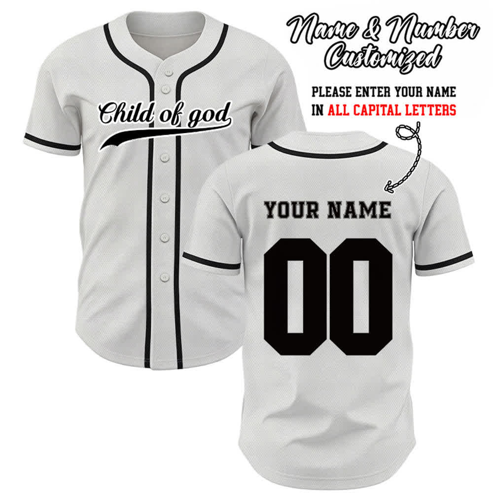 Christianartworkshop Kind Gottes Benutzerdefiniertes Unisex-Baseballtrikot mit Namen und Nummer - Weiß - 5XL - Name & Nummer angepasst - image 16