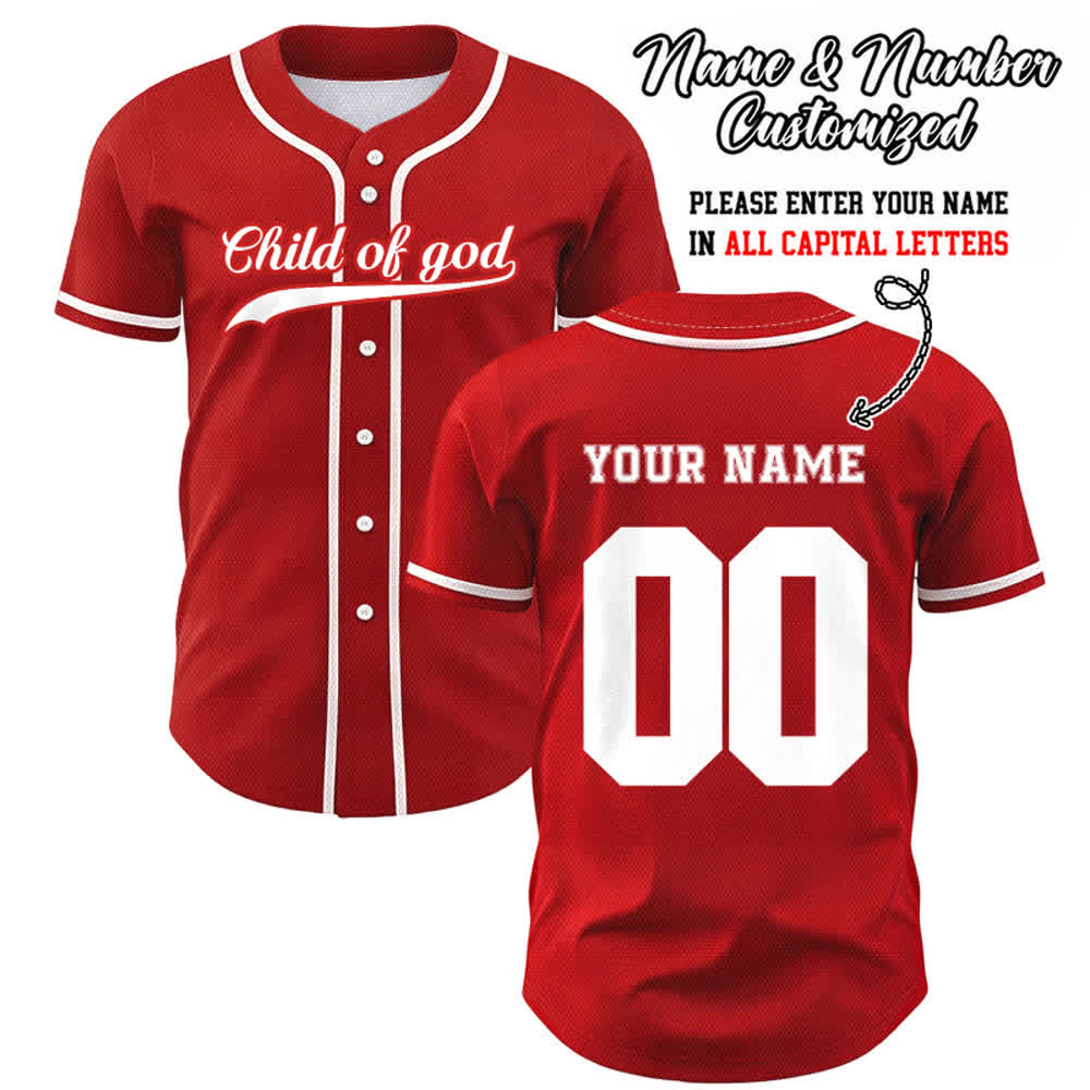 Christianartworkshop Kind Gottes Benutzerdefiniertes Unisex-Baseballtrikot mit Namen und Nummer - Rot - 5XL - Name & Nummer angepasst - image 24