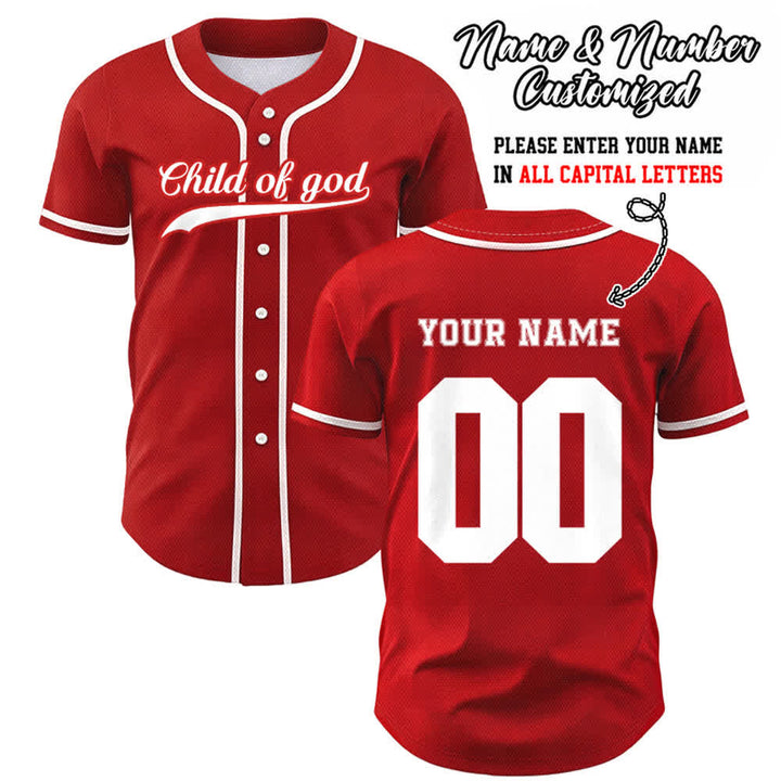 Christianartworkshop Kind Gottes Benutzerdefiniertes Unisex-Baseballtrikot mit Namen und Nummer - Rot - 5XL - Name & Nummer angepasst - image 24