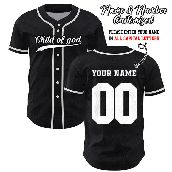Christianartworkshop Kind Gottes Benutzerdefiniertes Unisex-Baseballtrikot mit Namen und Nummer - Schwarz - 5XL - Name & Nummer angepasst - image 32