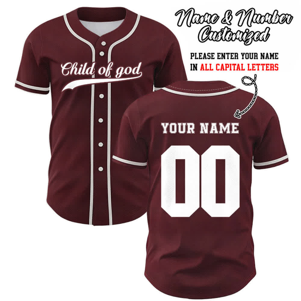 Christianartworkshop Kind Gottes Benutzerdefiniertes Unisex-Baseballtrikot mit Namen und Nummer - Wein - 5XL - Name & Nummer angepasst - image 40