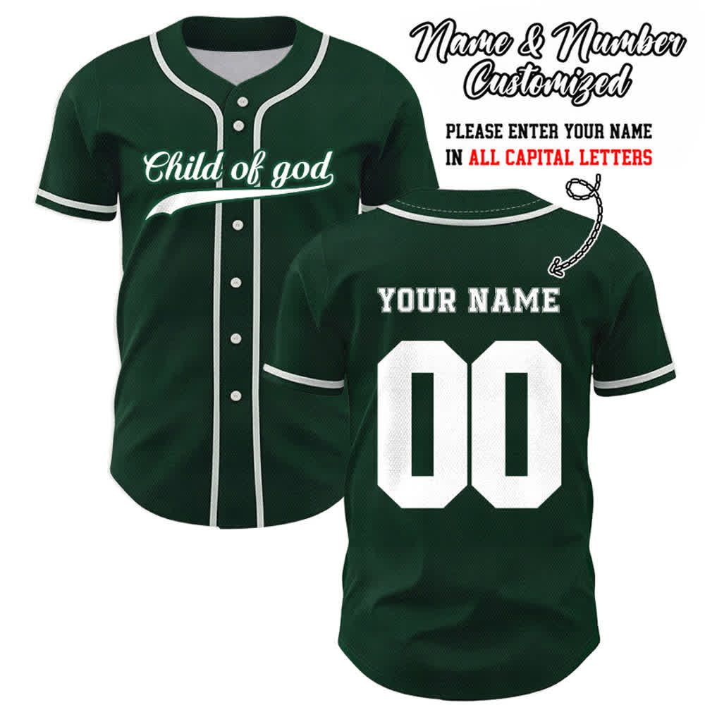 Christianartworkshop Kind Gottes Benutzerdefiniertes Unisex-Baseballtrikot mit Namen und Nummer - Grün - 5XL - Name & Nummer angepasst - image 56
