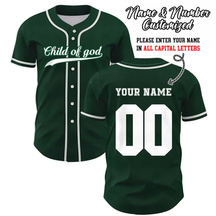 Christianartworkshop Kind Gottes Benutzerdefiniertes Unisex-Baseballtrikot mit Namen und Nummer - Grün - 5XL - Name & Nummer angepasst - image 56