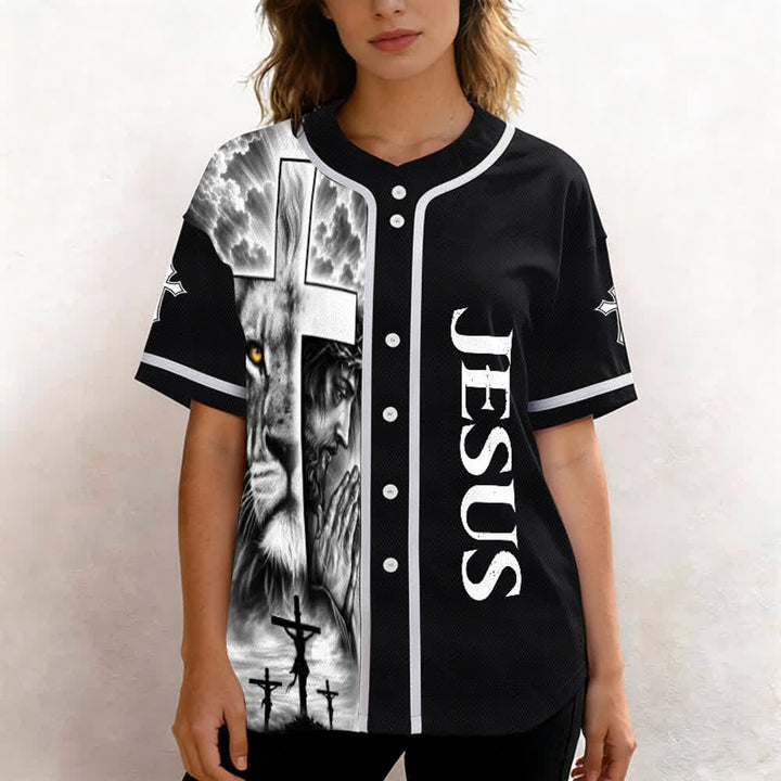 Christianartworkshop Löwenkreuz Jesus Glaube Personalisiertes Namens- und Nummern-Baseballtrikot Unisex Individuelles Trikot - image 5